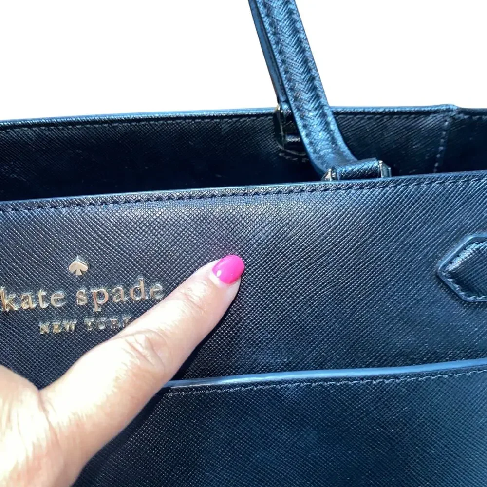 Kate Spade New York Staci Large Laptop Tote Leather Handbag Black